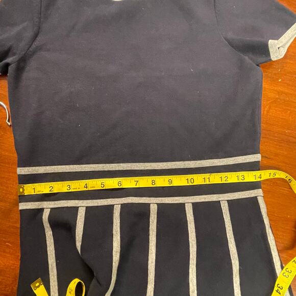 Brooks Brothers Red Fleece Navy Blue & Gray Sweater Dress Pleated Flare S Small - Picture 9 of 11